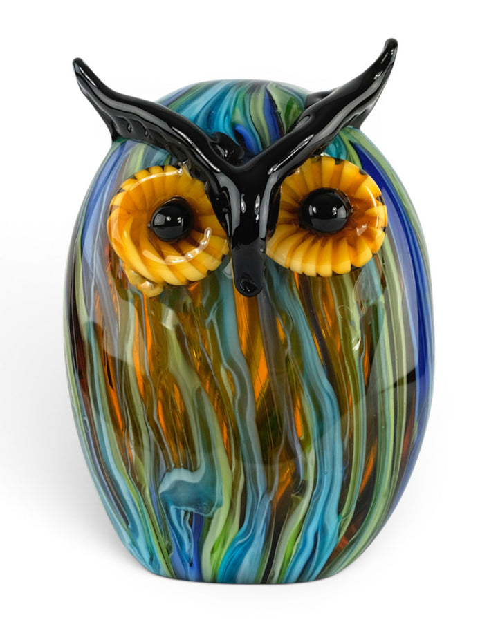 Escultura de Búho de Vidrio Multicolor