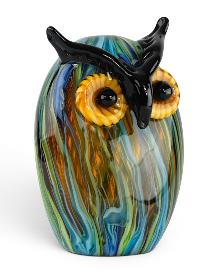 Escultura de Búho de Vidrio Multicolor