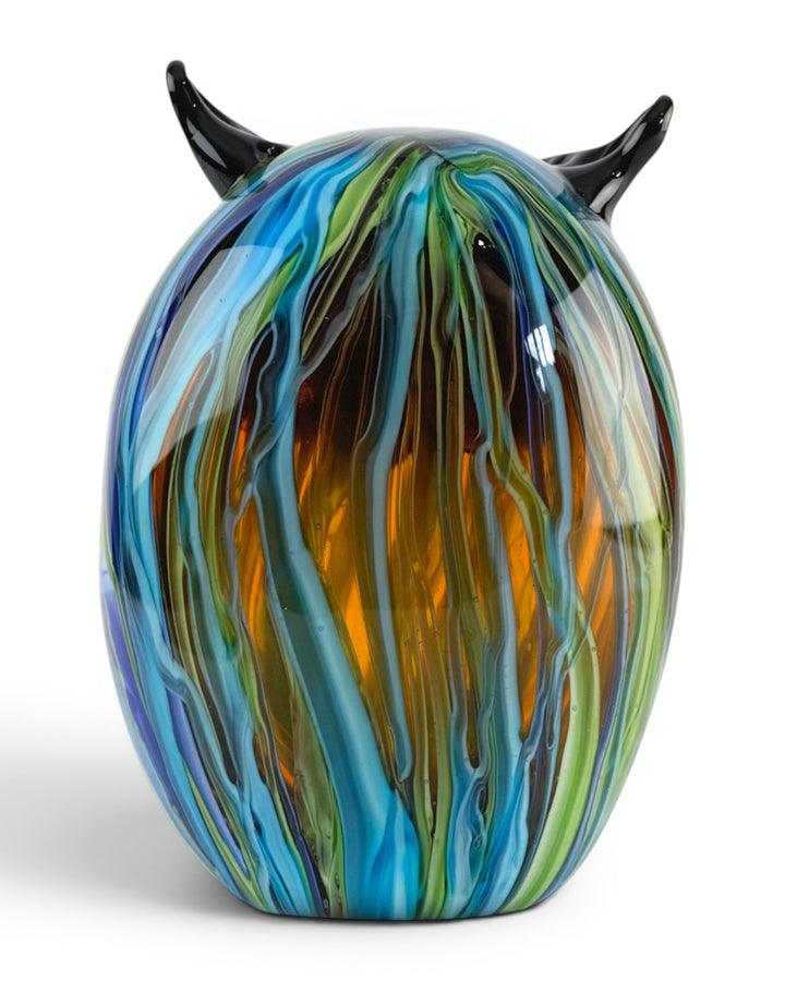 Escultura de Búho de Vidrio Multicolor