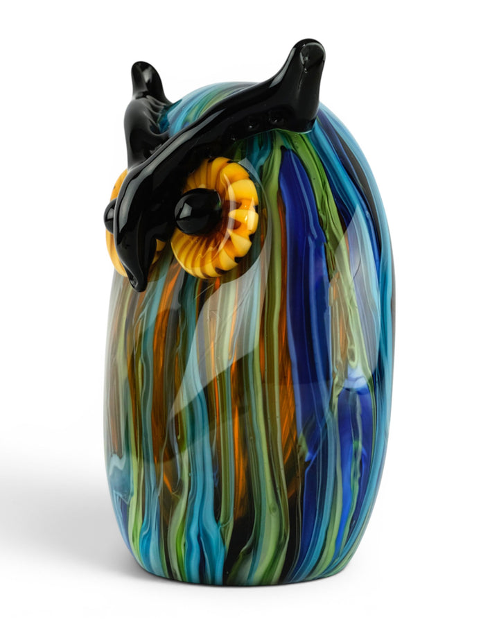 Escultura de Búho de Vidrio Multicolor