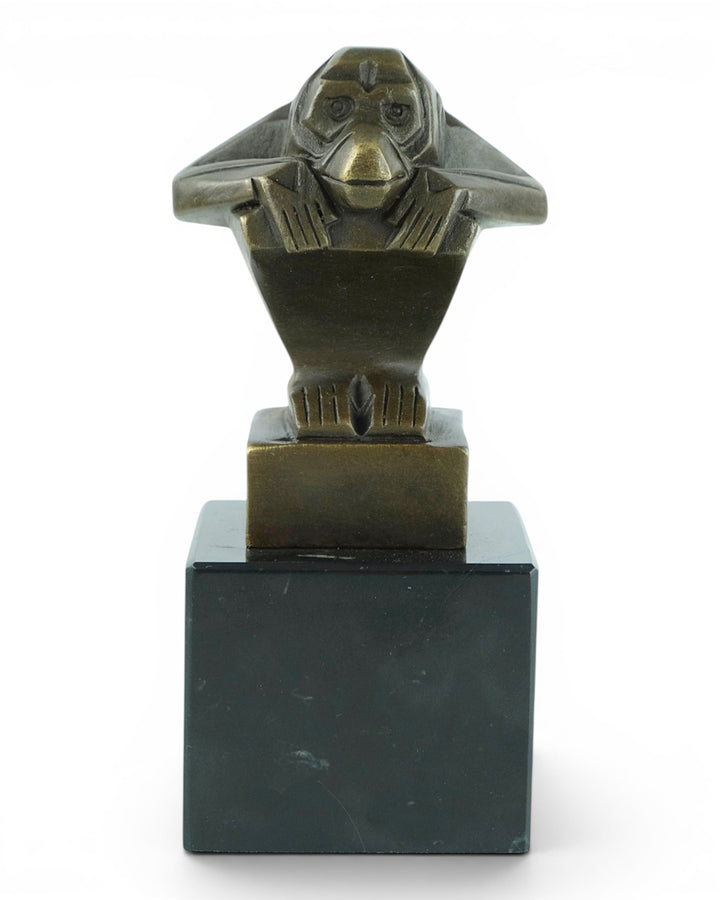Scultura in bronzo di una scimmia in stile Art Déco