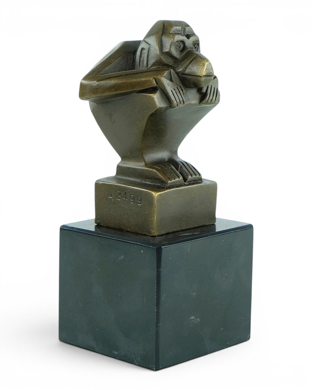 Scultura in bronzo di una scimmia in stile Art Déco