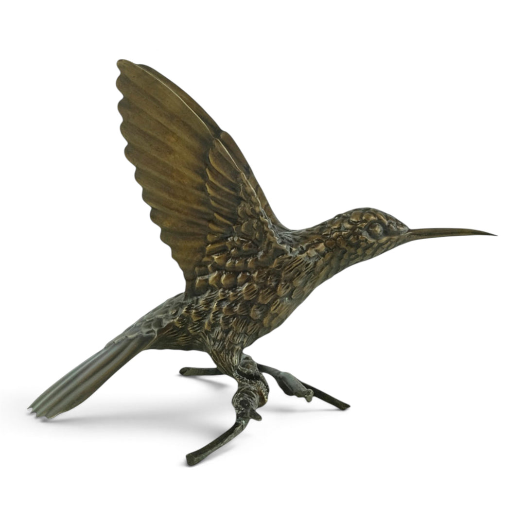 Bronze spiderhunter sculpture