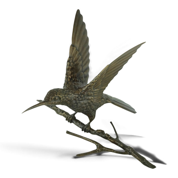 Bronze spiderhunter sculpture