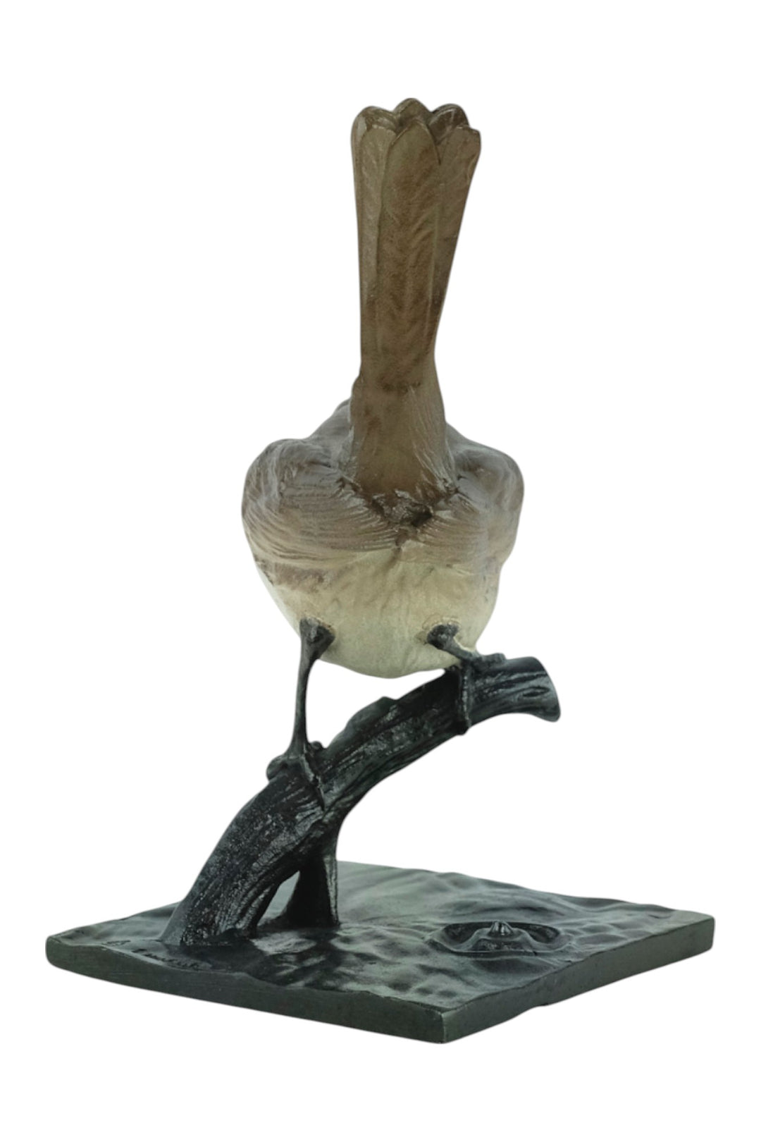 Wiener Bronze Skulptur eines Rotkehlchens auf einem Zweig