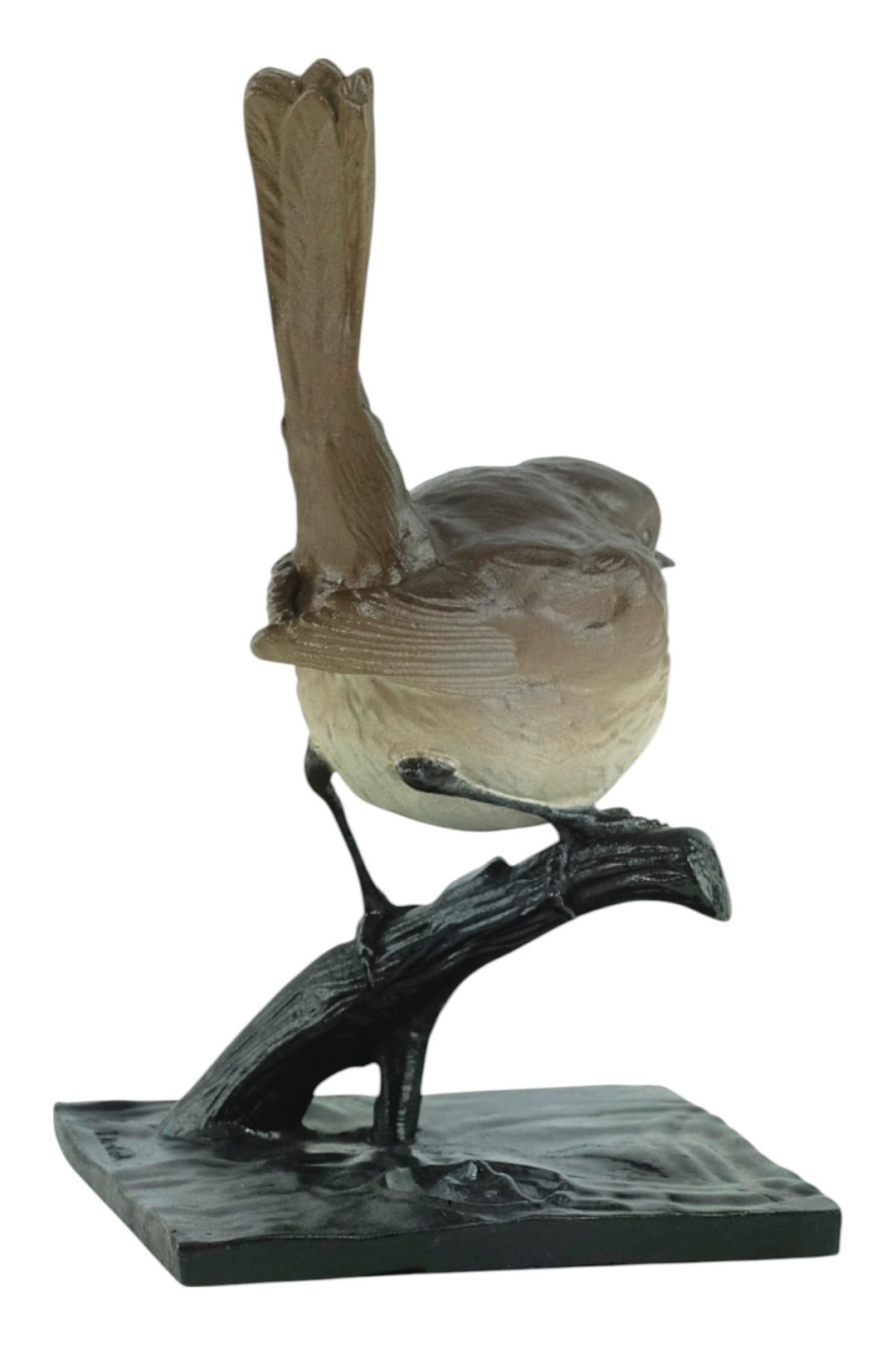 Wiener Bronze Skulptur eines Rotkehlchens auf einem Zweig