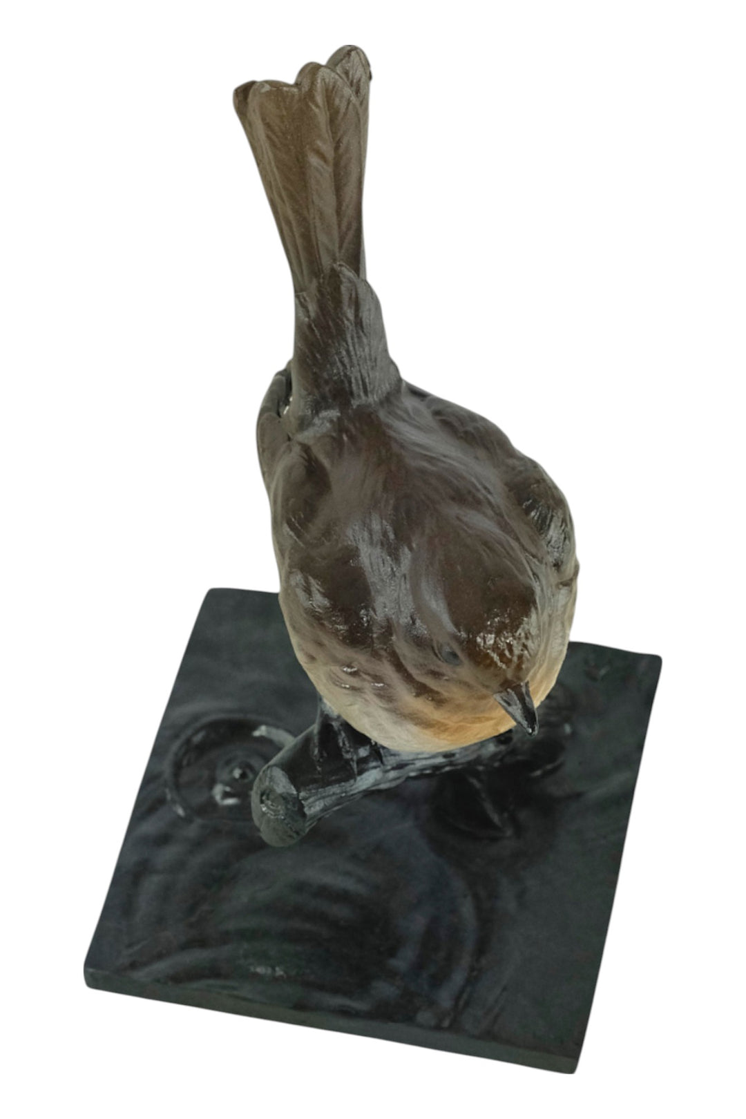 Wiener Bronze Skulptur eines Rotkehlchens auf einem Zweig