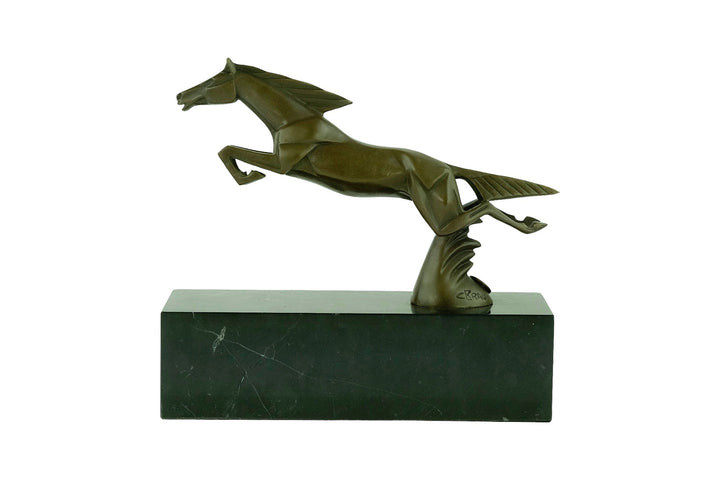Bronze sculpture of a leaping horse in Art Deco style