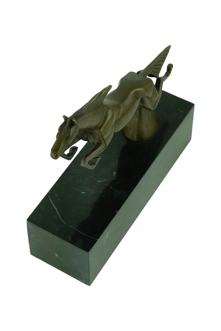 Bronze sculpture of a leaping horse in Art Deco style