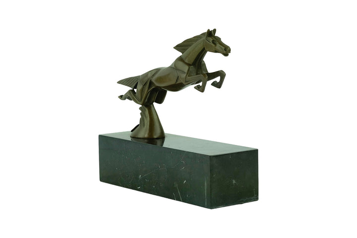 Bronze sculpture of a leaping horse in Art Deco style