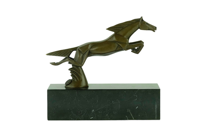 Bronze sculpture of a leaping horse in Art Deco style