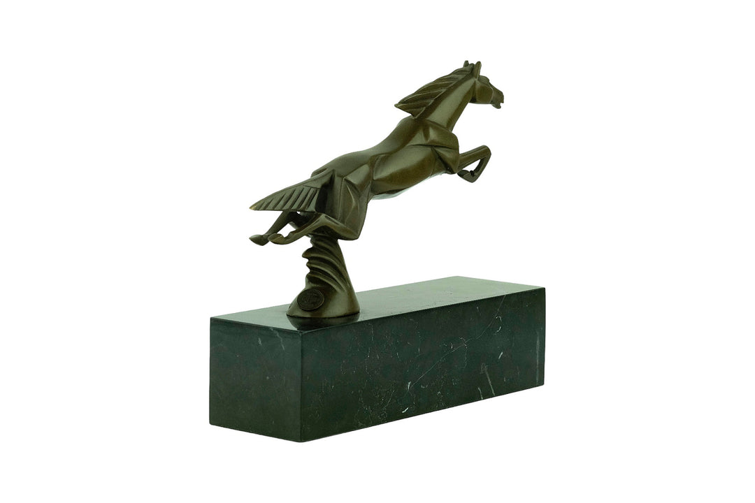 Bronze sculpture of a leaping horse in Art Deco style