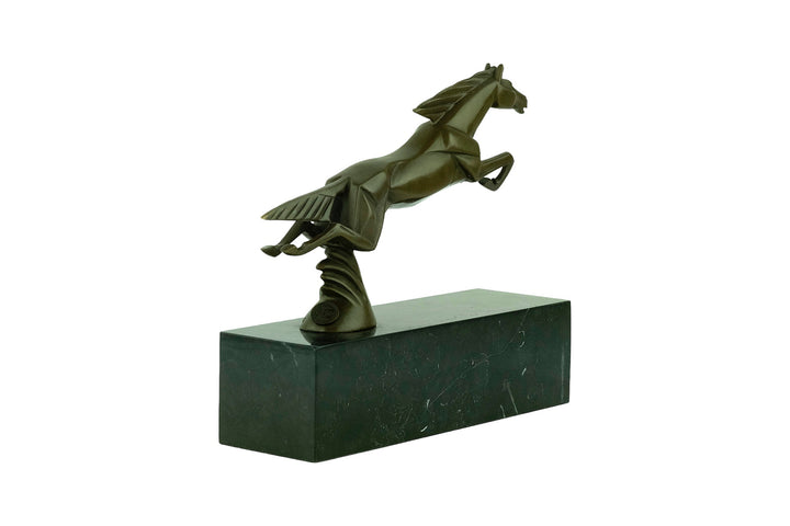 Bronze sculpture of a leaping horse in Art Deco style