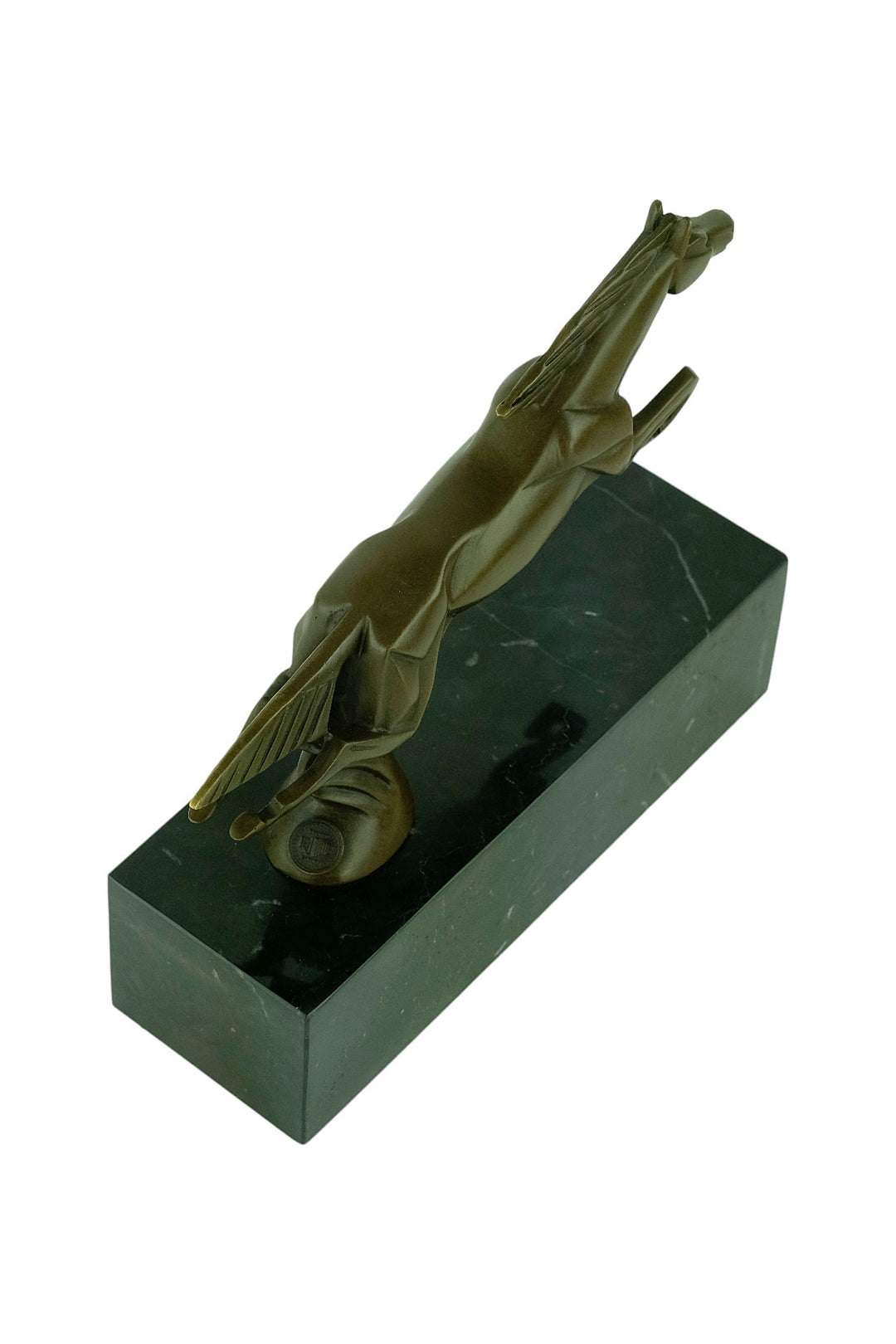 Bronze sculpture of a leaping horse in Art Deco style