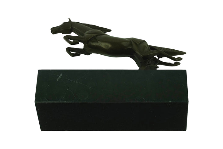 Bronze sculpture of a leaping horse in Art Deco style