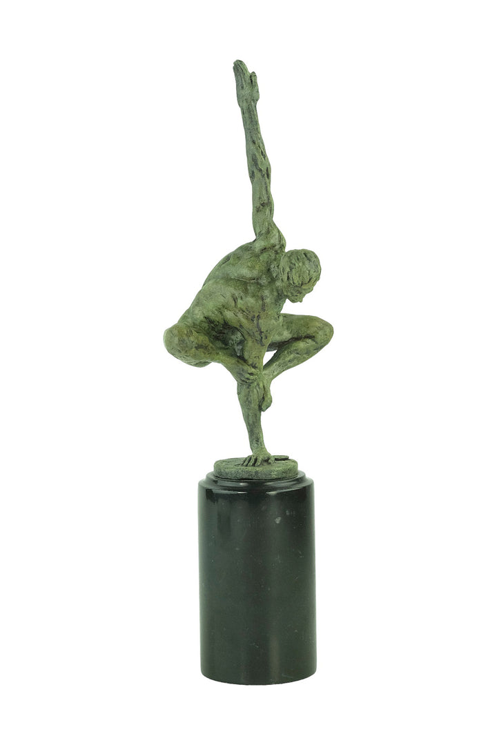 Bronze sculpture of a male gymnast