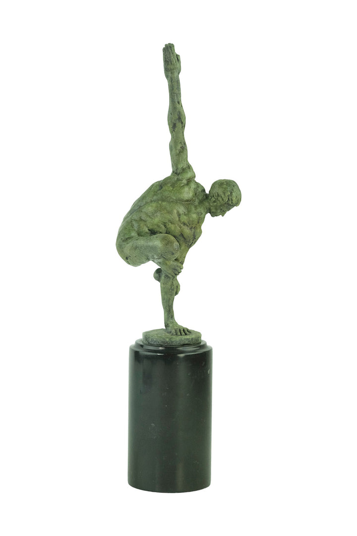 Bronze sculpture of a male gymnast