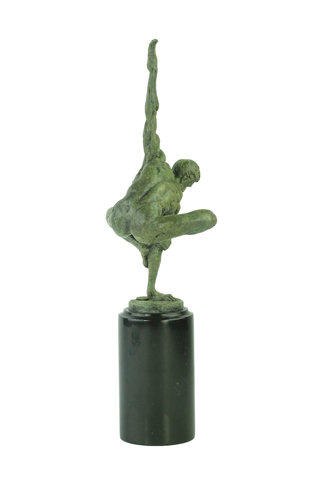 Bronze sculpture of a male gymnast