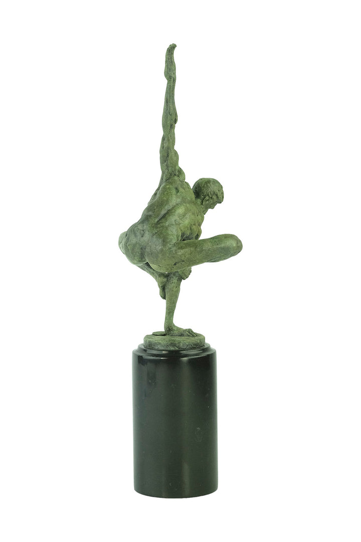 Bronze sculpture of a male gymnast