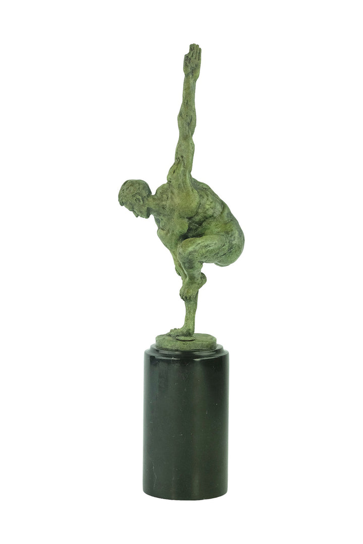 Bronze sculpture of a male gymnast
