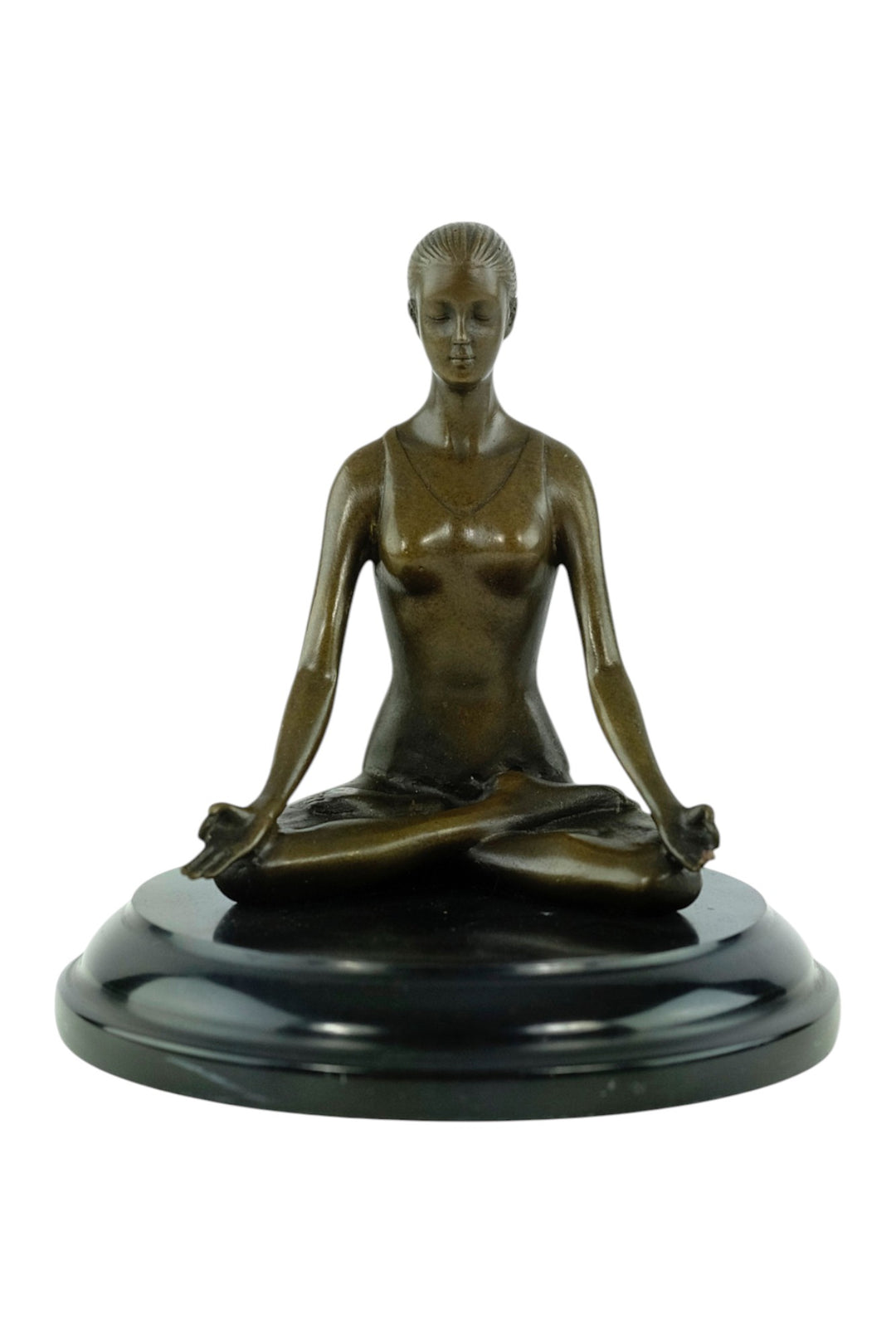 Bronze-Skulptur einer meditierenden Frau