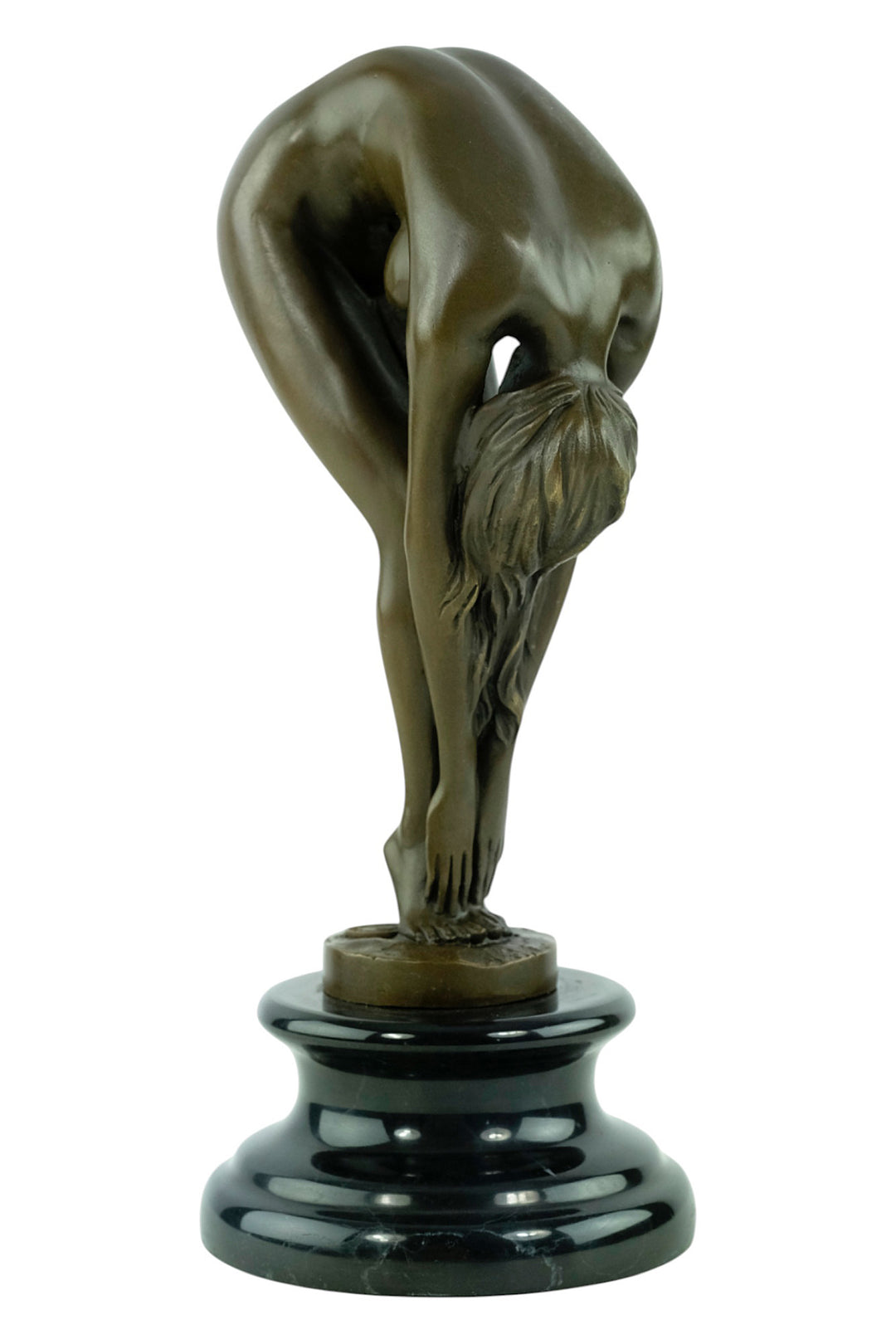 Bronze-Skulptur einer weiblichen Aktfigur in anmutiger Biegung