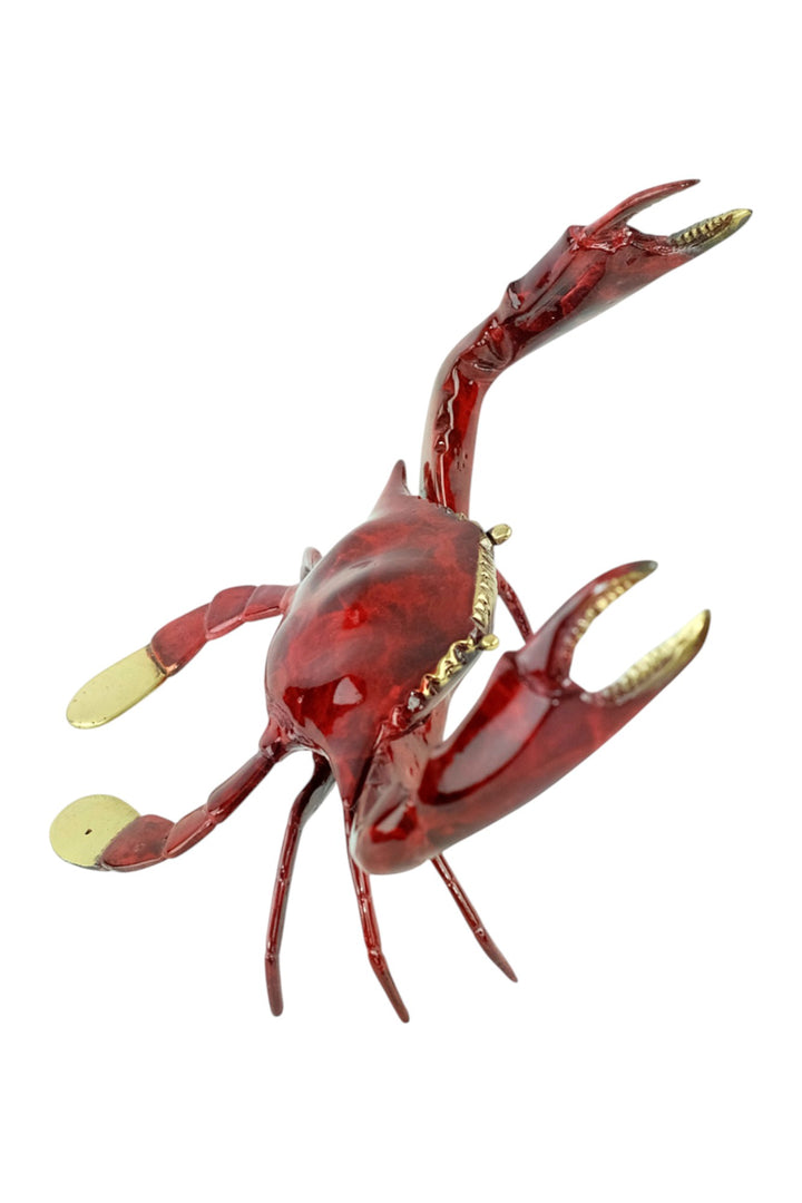 Bronzeskulptur einer roten Schwimmkrabbe
