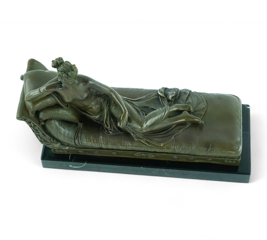 Bronze sculpture of Pauline Bonaparte on a chaise longue