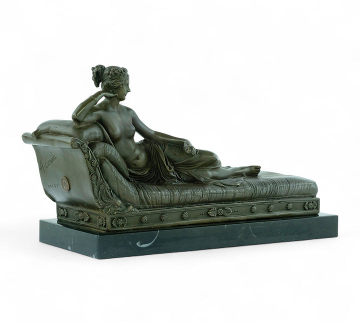 Bronze sculpture of Pauline Bonaparte on a chaise longue
