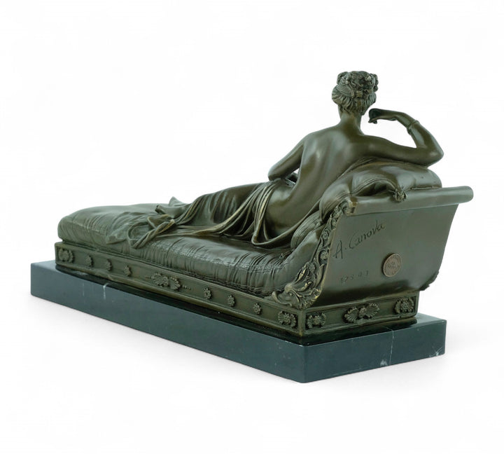 Bronze sculpture of Pauline Bonaparte on a chaise longue