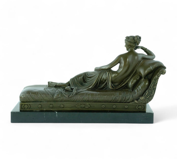 Bronze sculpture of Pauline Bonaparte on a chaise longue