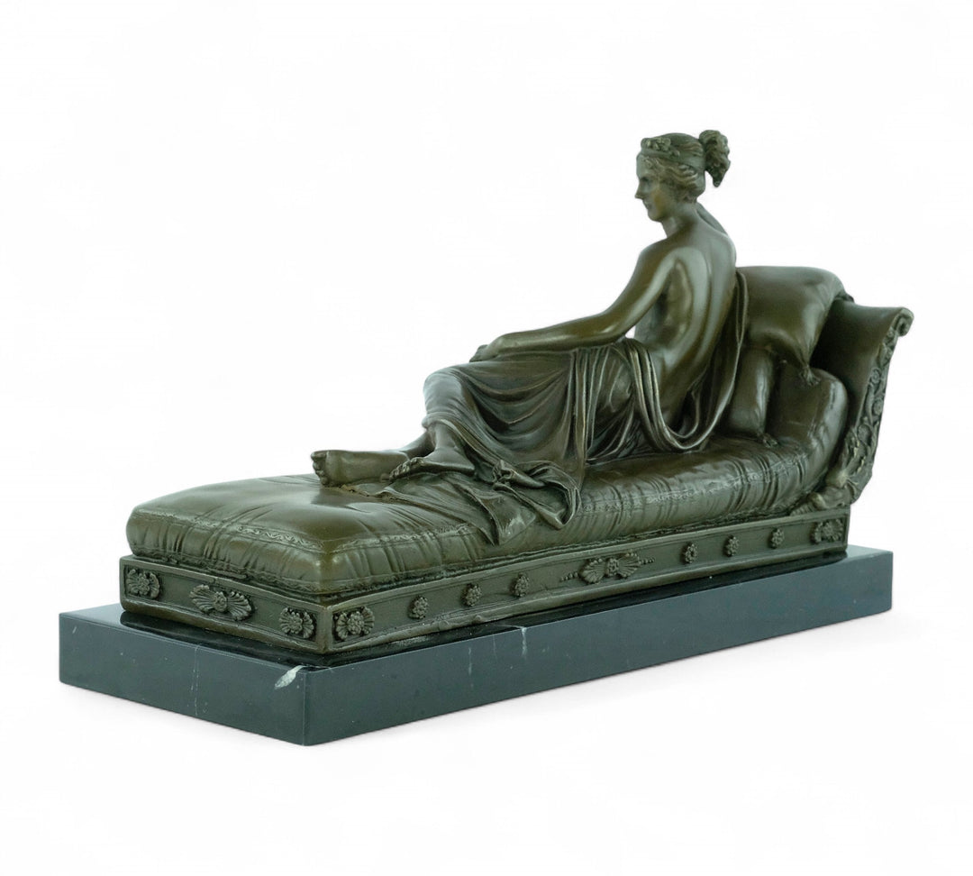 Bronze sculpture of Pauline Bonaparte on a chaise longue