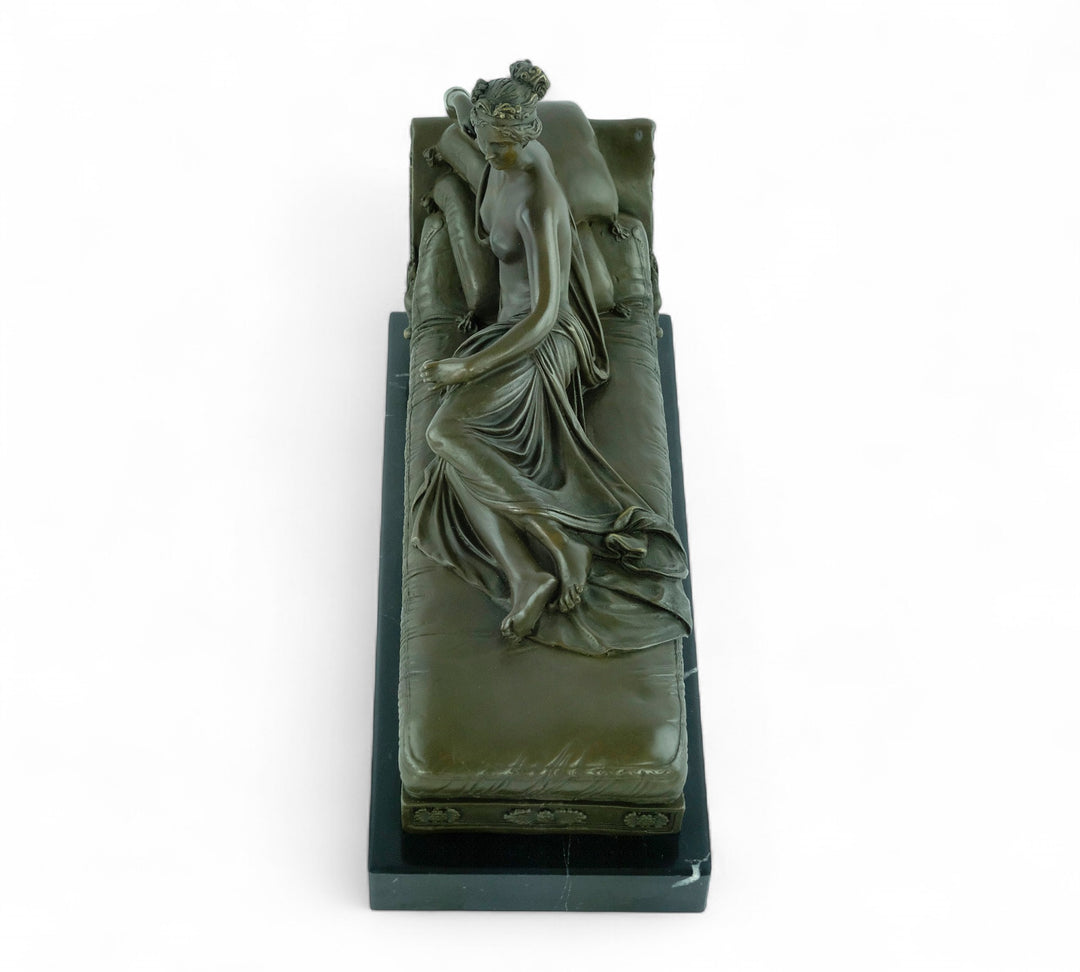 Bronze sculpture of Pauline Bonaparte on a chaise longue