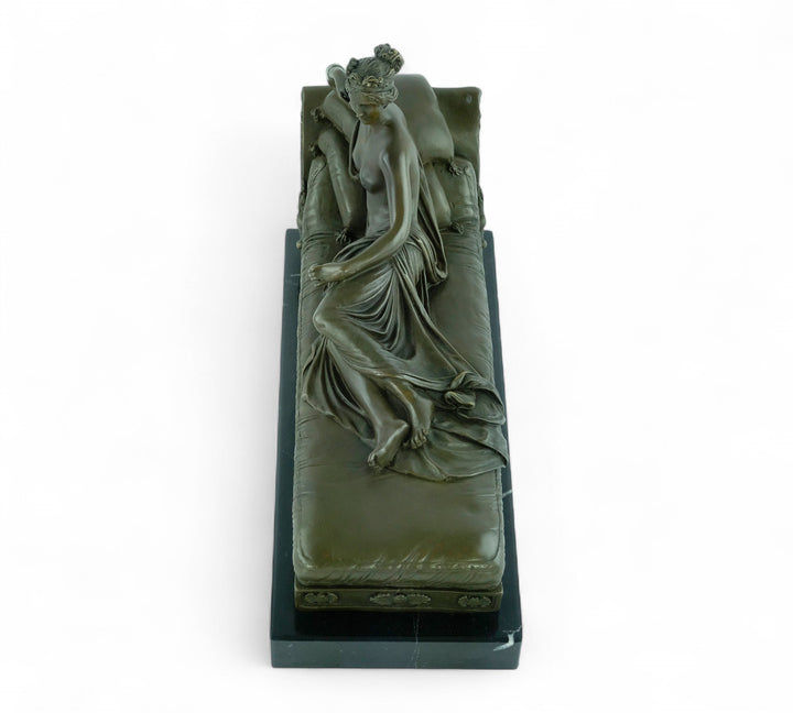 Bronze sculpture of Pauline Bonaparte on a chaise longue
