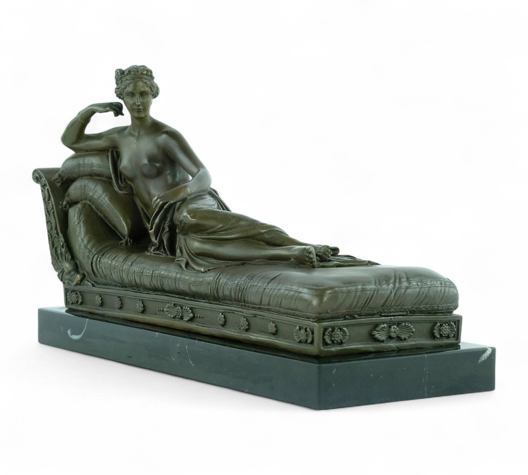 Bronze sculpture of Pauline Bonaparte on a chaise longue