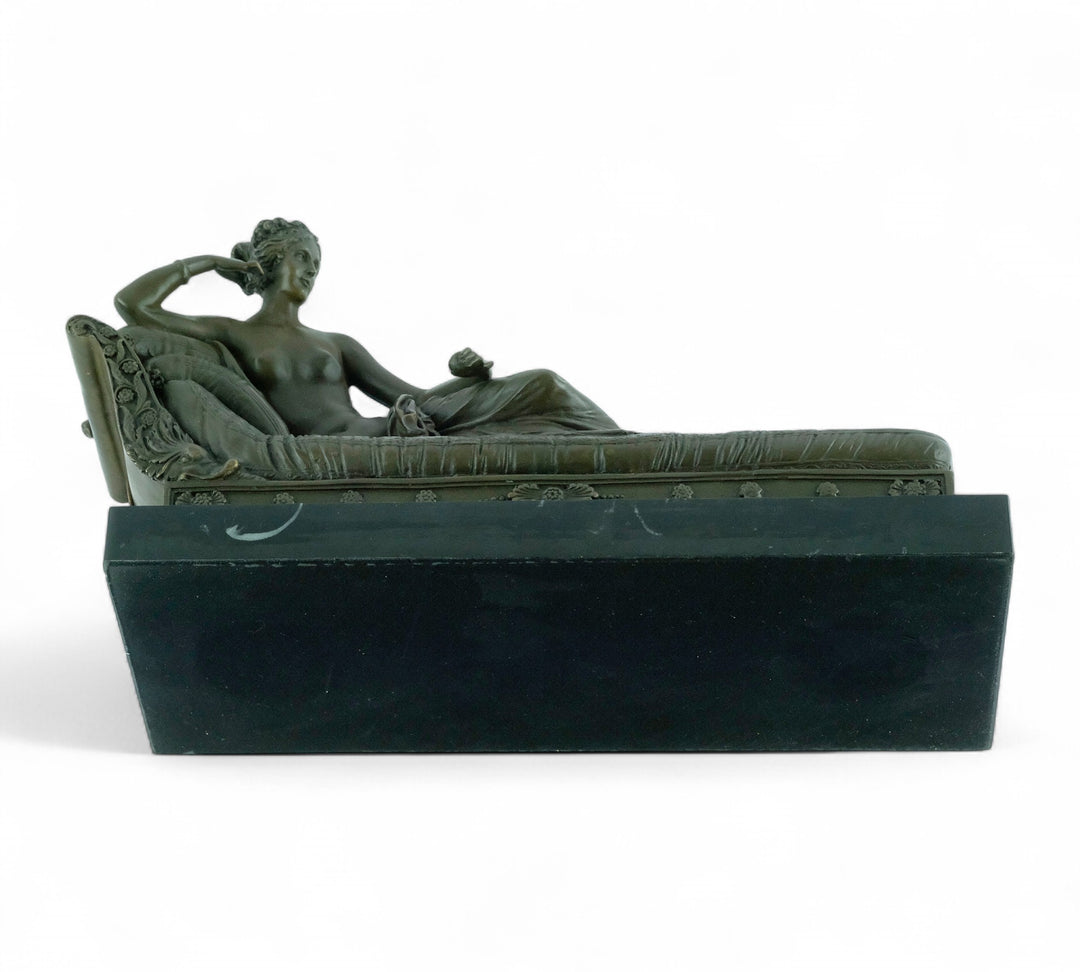 Bronze sculpture of Pauline Bonaparte on a chaise longue