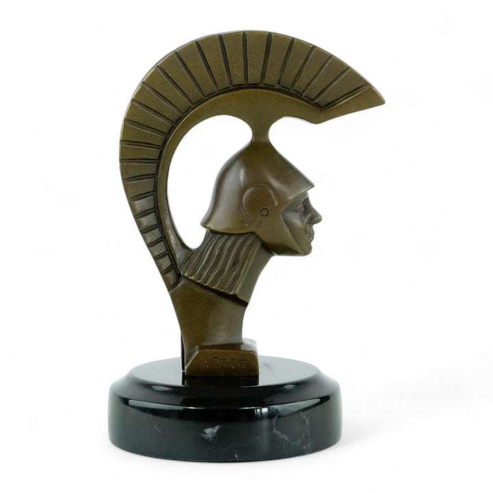 Bronze Spartan car mascot in Art Deco style