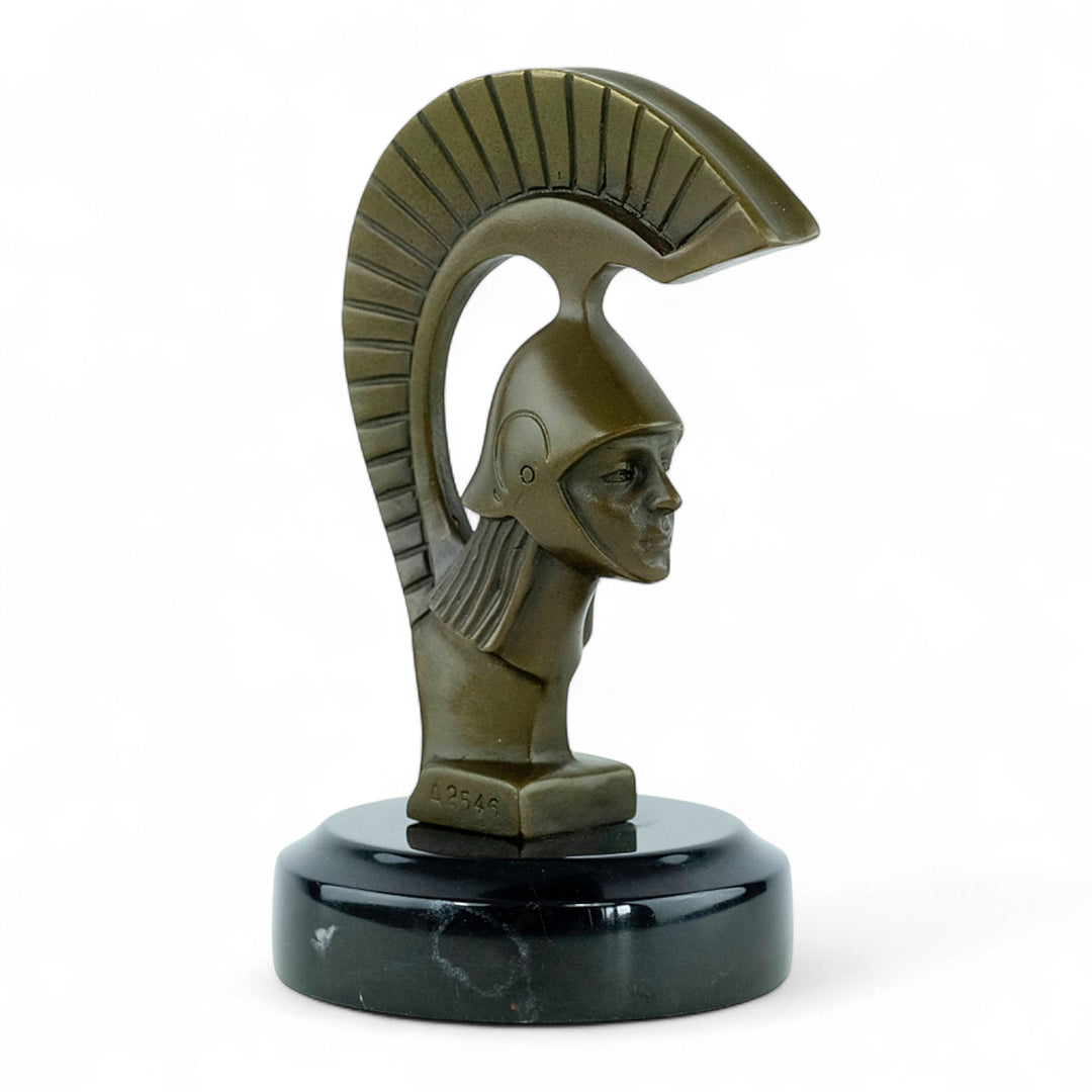 Bronze Spartan car mascot in Art Deco style
