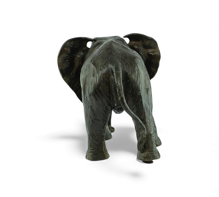 Vintage bronze sculpture of a walking African elephant