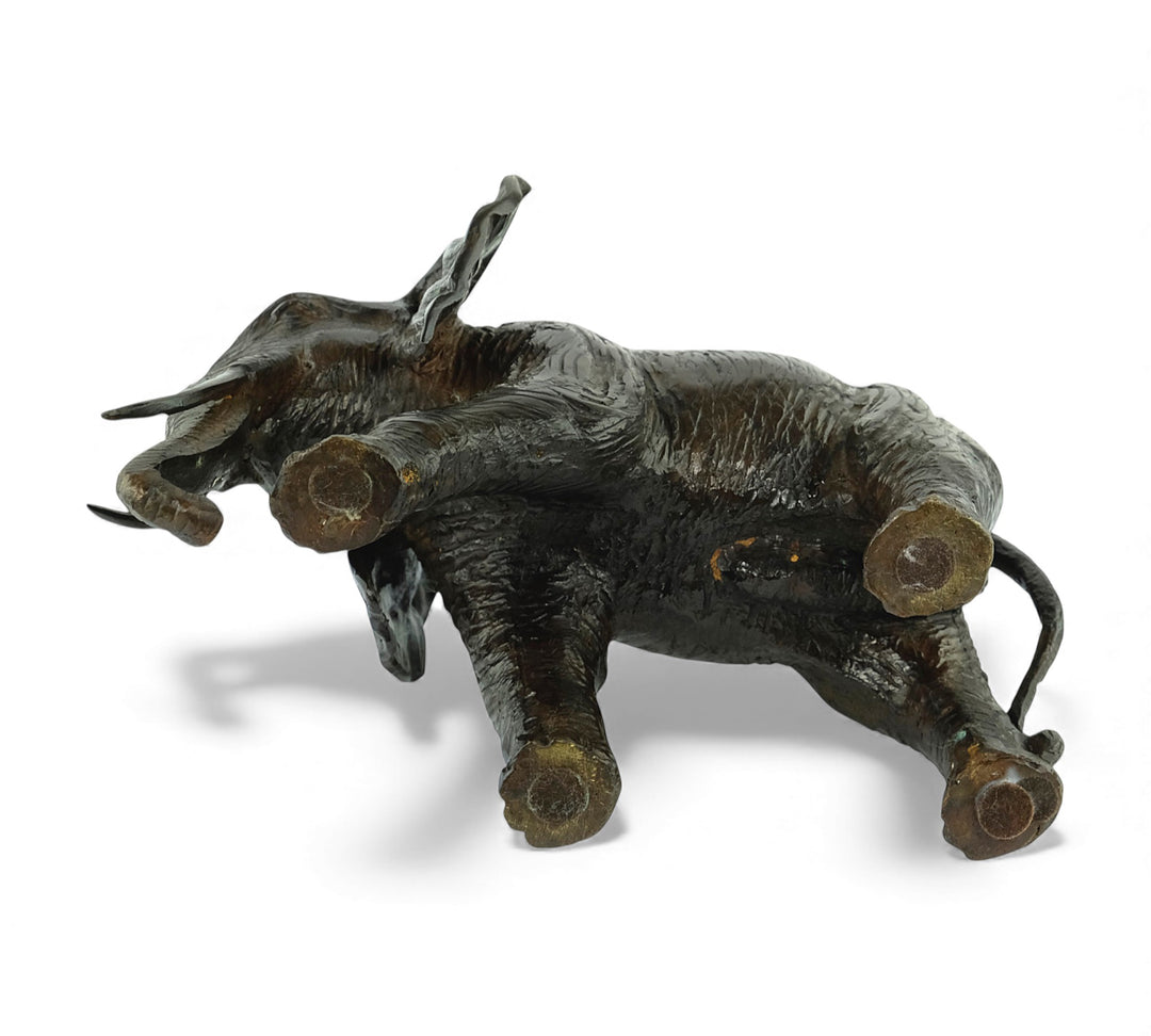 Vintage bronze sculpture of a walking African elephant