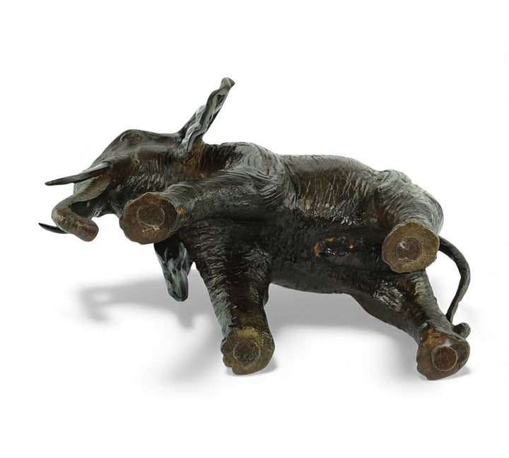 Vintage bronze sculpture of a walking African elephant