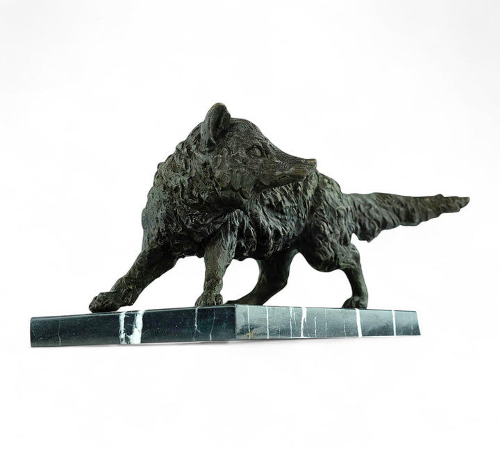 Bronze sculpture of a wiley fox