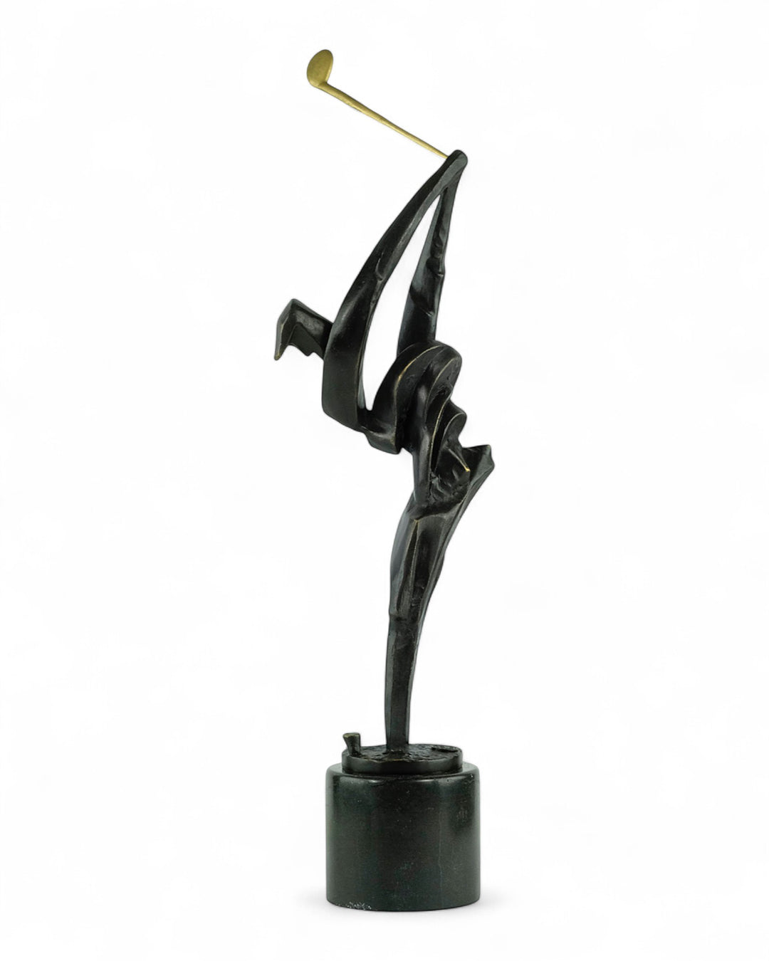 Modern bronze golfer sculpture - full swing