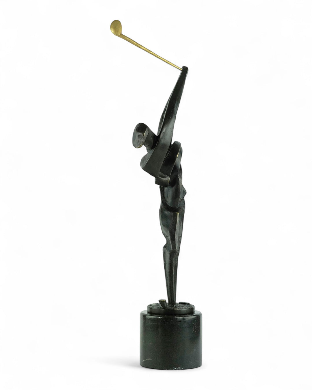 Modern bronze golfer sculpture - full swing