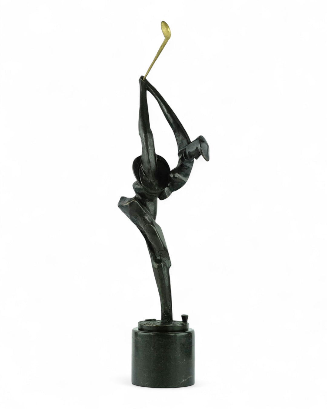 Modern bronze golfer sculpture - full swing