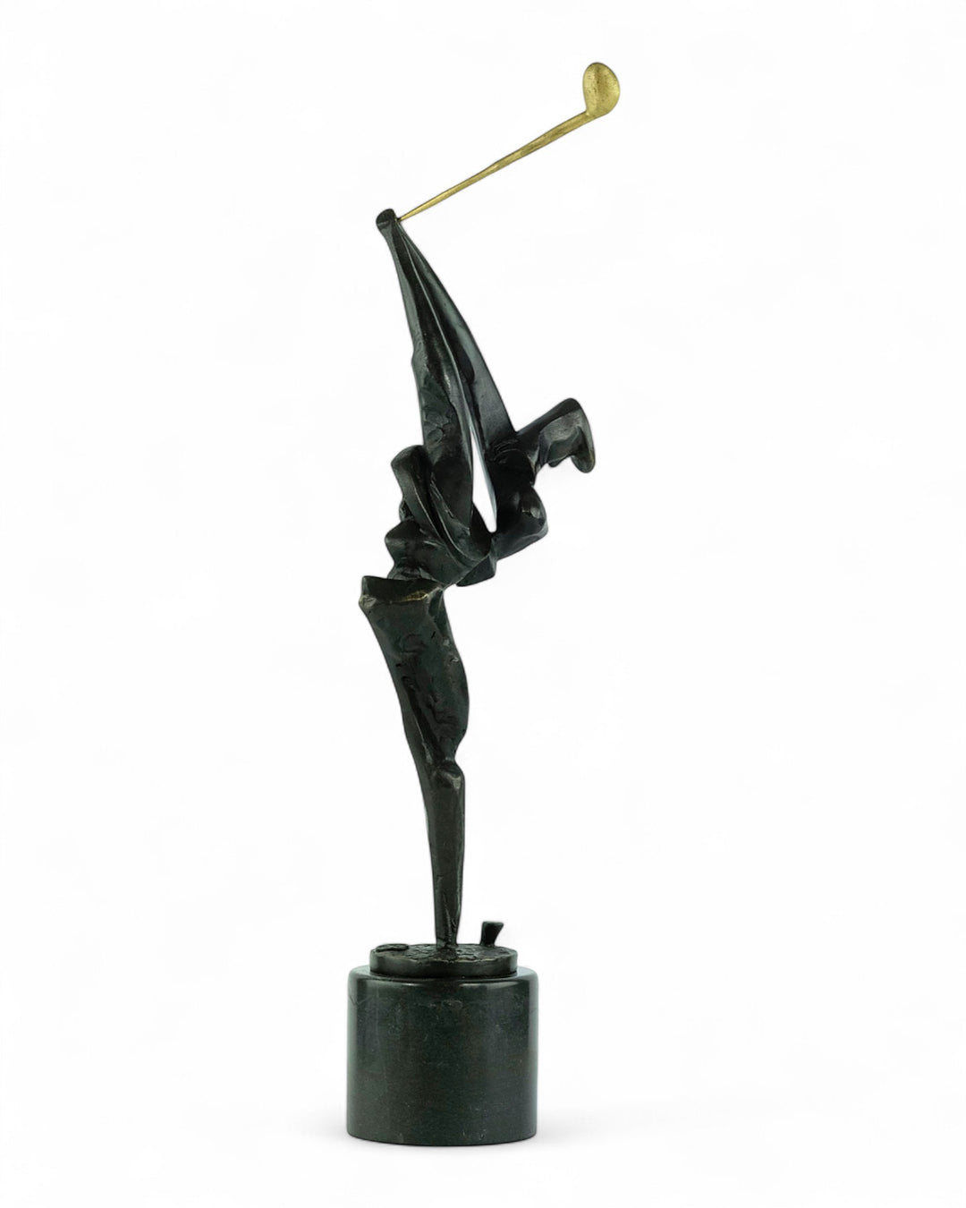 Modern bronze golfer sculpture - full swing