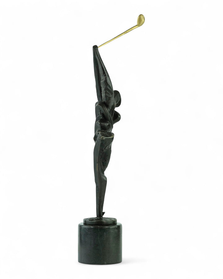 Modern bronze golfer sculpture - full swing