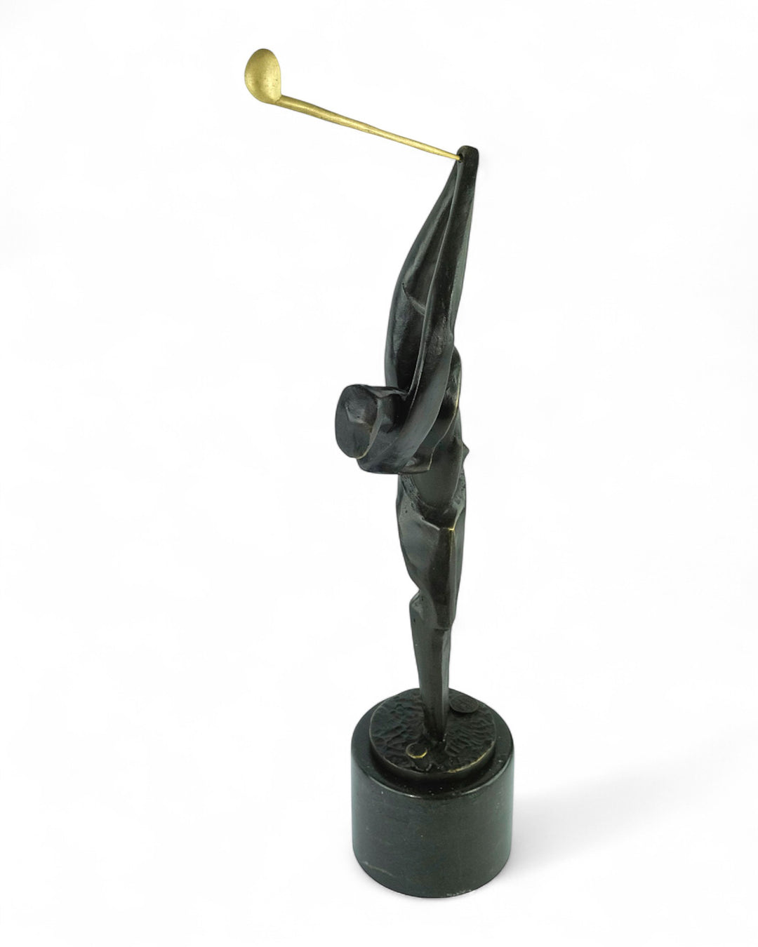 Modern bronze golfer sculpture - full swing