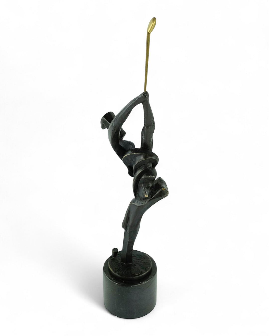 Modern bronze golfer sculpture - full swing