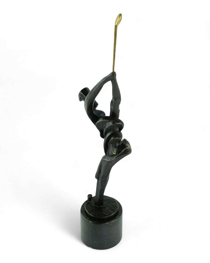 Modern bronze golfer sculpture - full swing